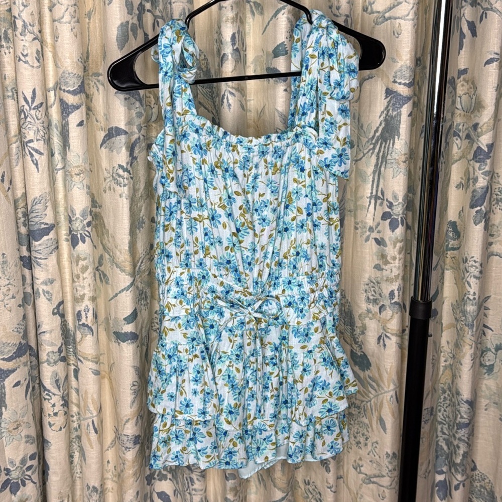 Day and Moon Floral Romper Blue